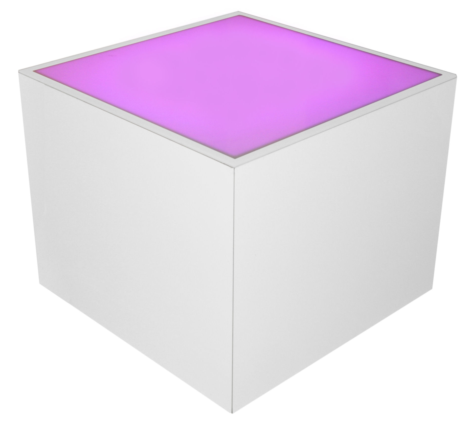 Loungetisch "Q²"  50*50cm, hochglanz weiß, beleuchtbar